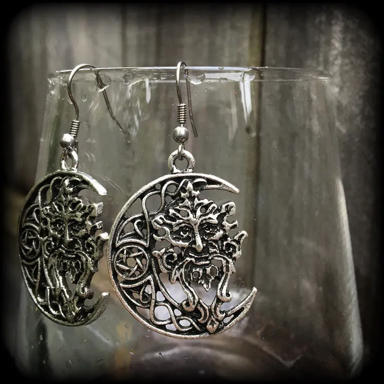 Green man earrings-Greenman earrings