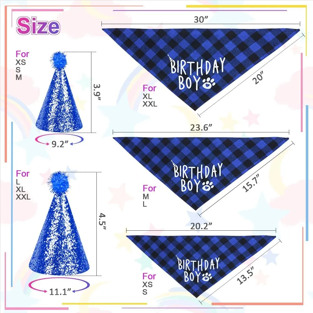 GreenJoy Dog Birthday Party Outfit Decoration Set Supplies - Birthday Bandana, Sweater & Party Hat Gift for Small, Medium & Extra Large Dogs Girl and Boy (Large, Birthday Blue)