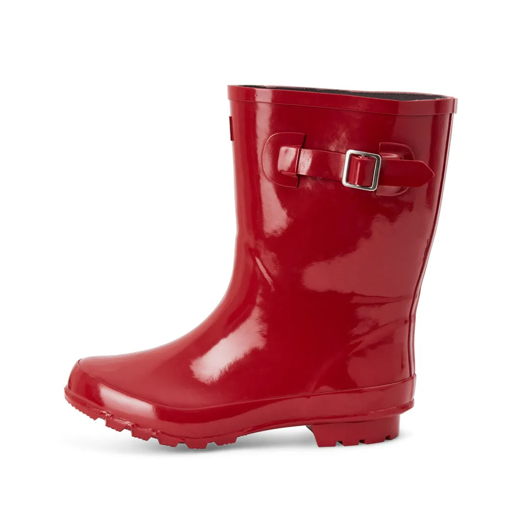 Half Height Rain Boots - Red Gloss - Wide Foot & Ankle