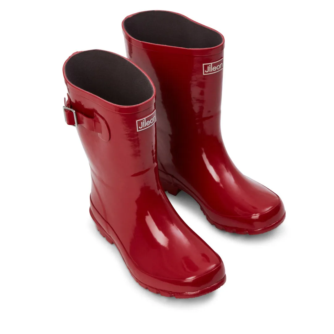 Half Height Rain Boots - Red Gloss - Wide Foot & Ankle