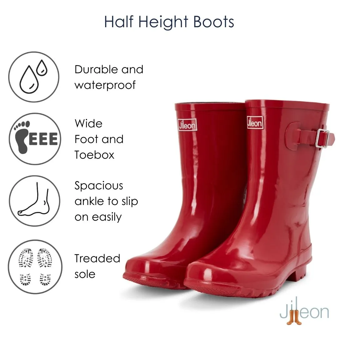 Half Height Rain Boots - Red Gloss - Wide Foot & Ankle