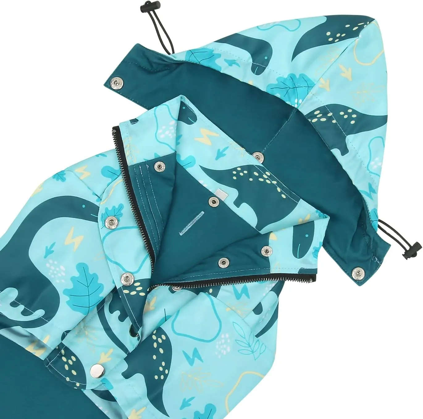 HDE Dog Raincoat Double Layer Zip Rain Jacket with Hood for Small to Large Dogs Dinosaurs - 3XL