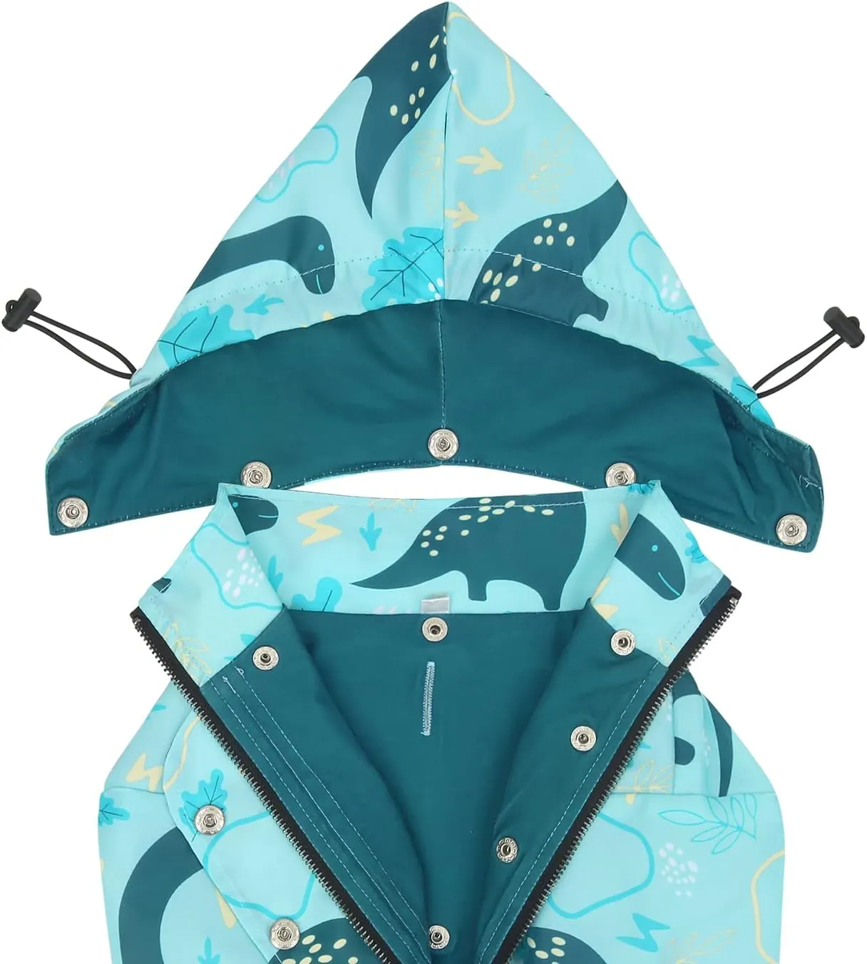 HDE Dog Raincoat Double Layer Zip Rain Jacket with Hood for Small to Large Dogs Dinosaurs - 3XL