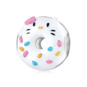 Hello Kitty Cat Enamel Donut Bead Charm
