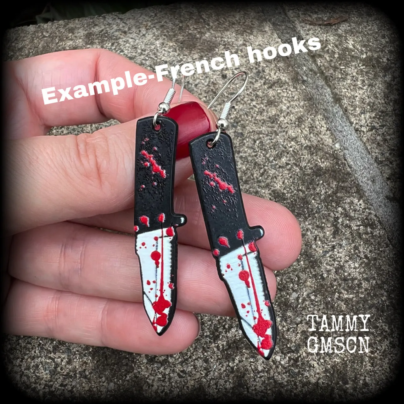 Horror movie knife earrings-Horror punk halloween earrings