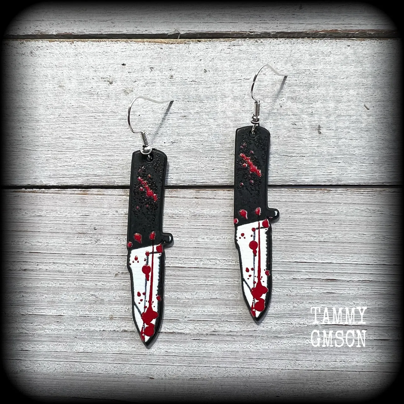 Horror movie knife earrings-Horror punk halloween earrings