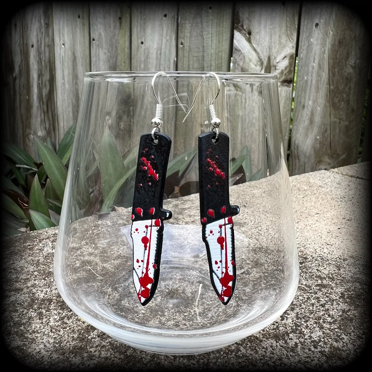 Horror movie knife earrings-Horror punk halloween earrings