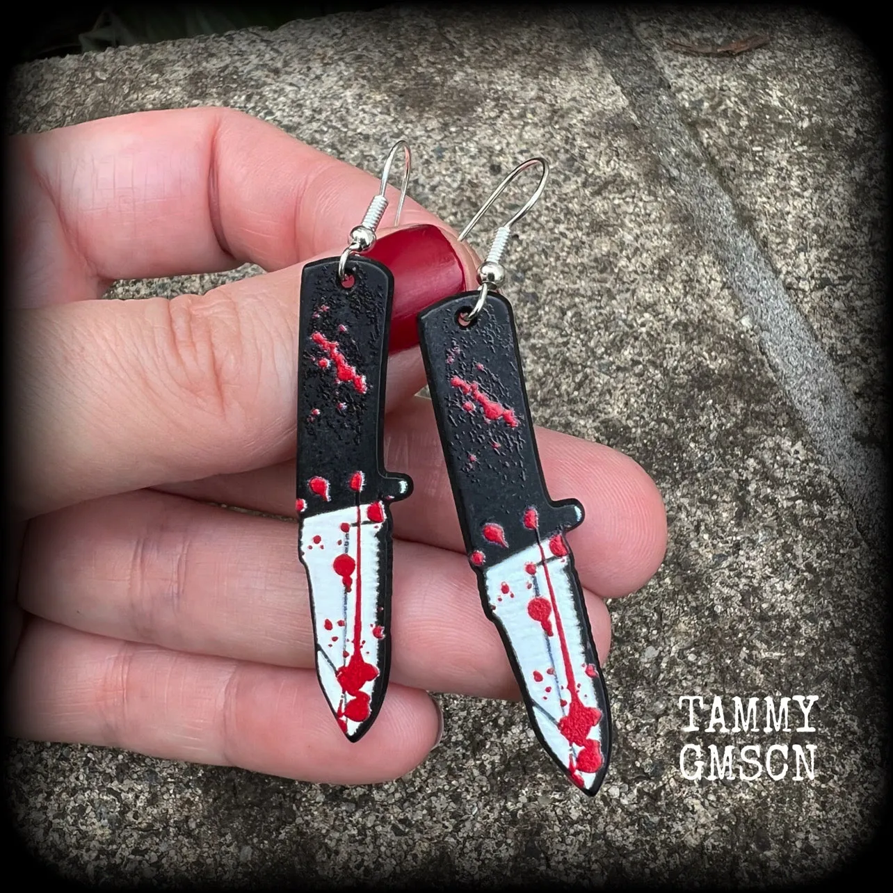 Horror movie knife earrings-Horror punk halloween earrings