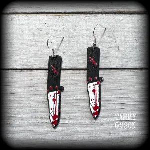 Horror movie knife earrings-Horror punk halloween earrings