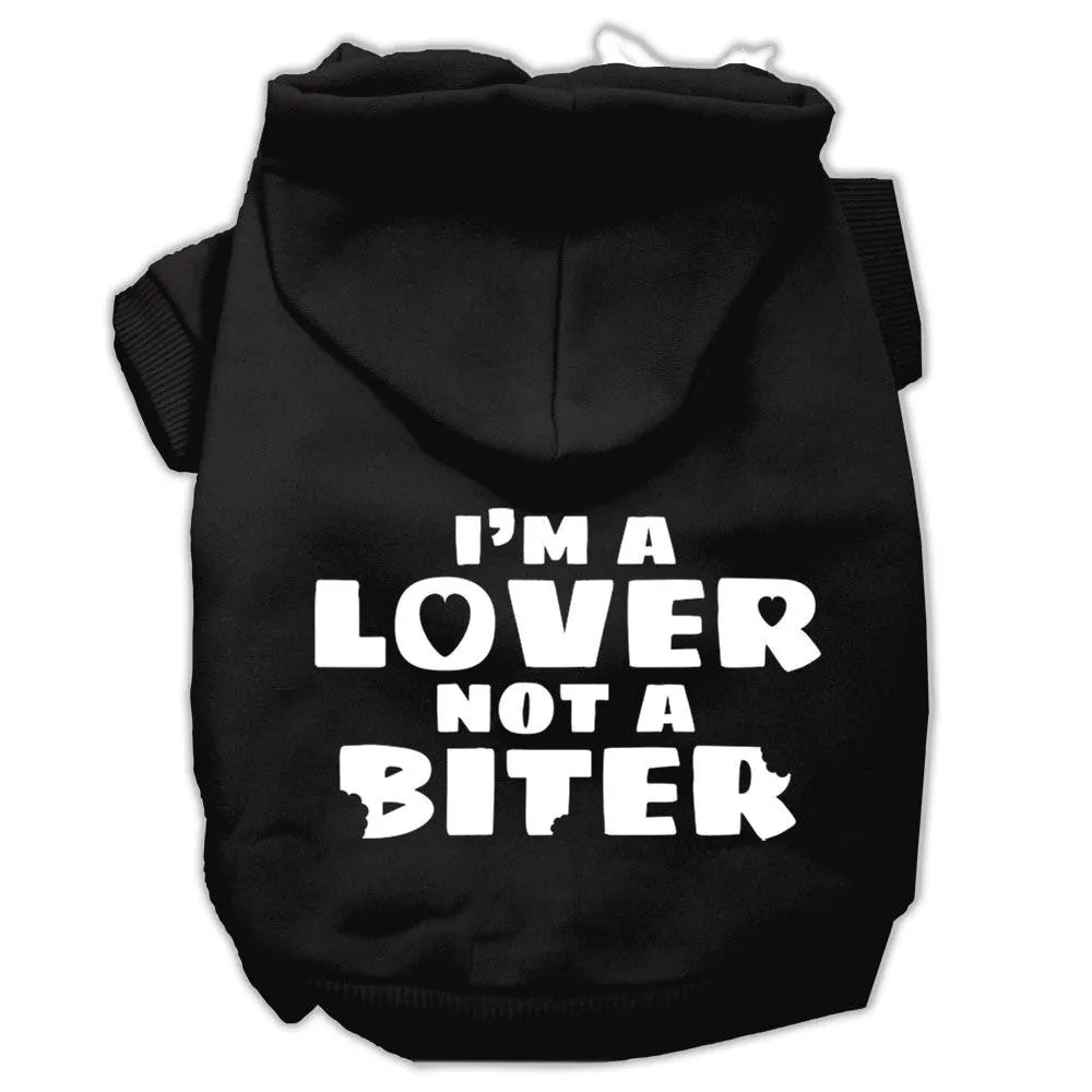I'm a Lover not a Biter Screen Printed Dog Pet Hoodies Black Size XS (8)