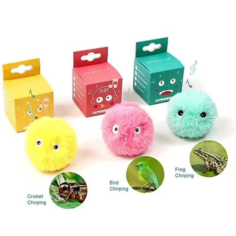 Interactive cat toys Ball Smart Cat Toys Plush Electric Catnip Training Toy Kitten Touch Sounding Pet Product Squeak Toy Ball