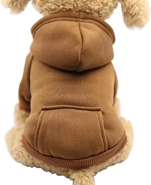 Jecikelon Winter Dog Hoodie Sweatshirts with Pockets Warm Dog Clothes for Small Dogs Chihuahua Coat Clothing Puppy Cat Custume (Coffee, Medium)