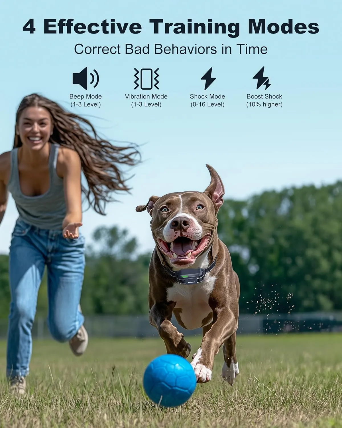 Jugbow Dog Shock Collar - 4200FT Dog Training Collar with Remote for 5-120lbs Small Medium Large Dogs, IPX8 Waterproof E Collar with 4 Training Modes, Security Lock, Rechargeable Shock Collar
