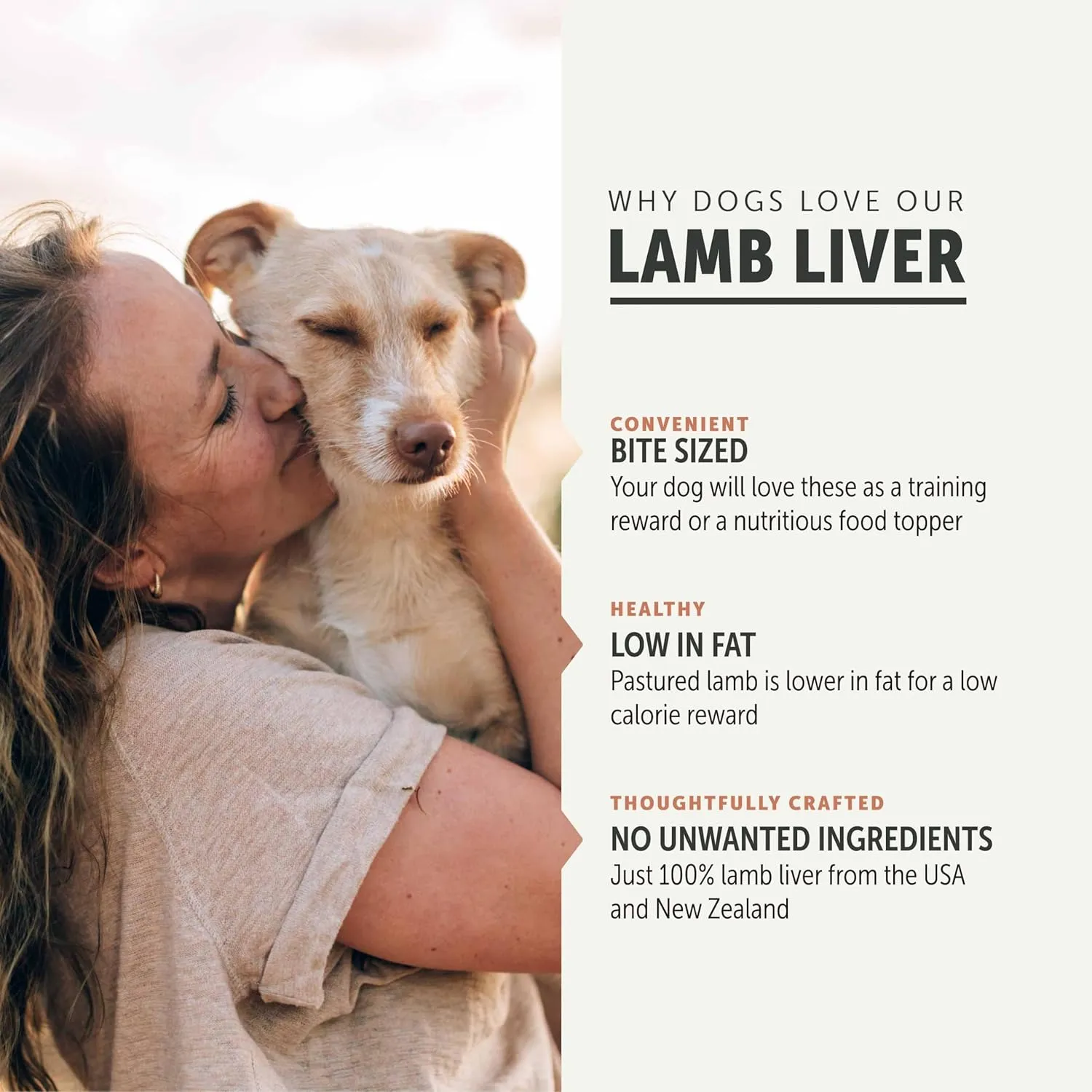 Lamb Dog Treats - Grass Finished New Zealand Lamb Liver - Raw Freeze Dried Single Ingredient, No Additives - Made in USA - 4 Oz Bag