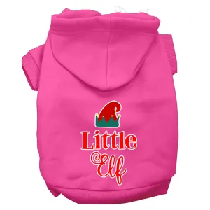 Little Elf Screen Print Dog Hoodie Bright Pink Xs