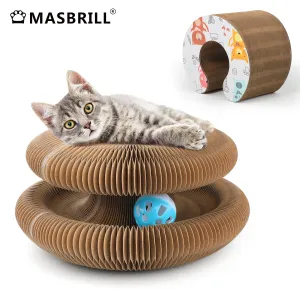 MASBRILL Magic Organ Cat Scratching Board ,Corrugated Scratcher For Kitten Adult Cat ,Cardboard Scratcher Interactive Mental Physical Exercise Cats Toy