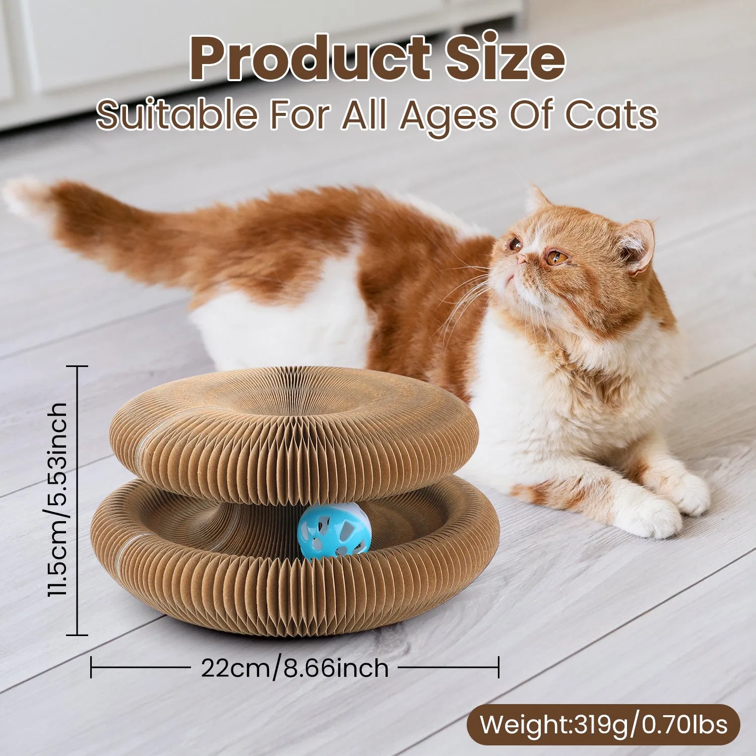 MASBRILL Magic Organ Cat Scratching Board ,Corrugated Scratcher For Kitten Adult Cat ,Cardboard Scratcher Interactive Mental Physical Exercise Cats Toy