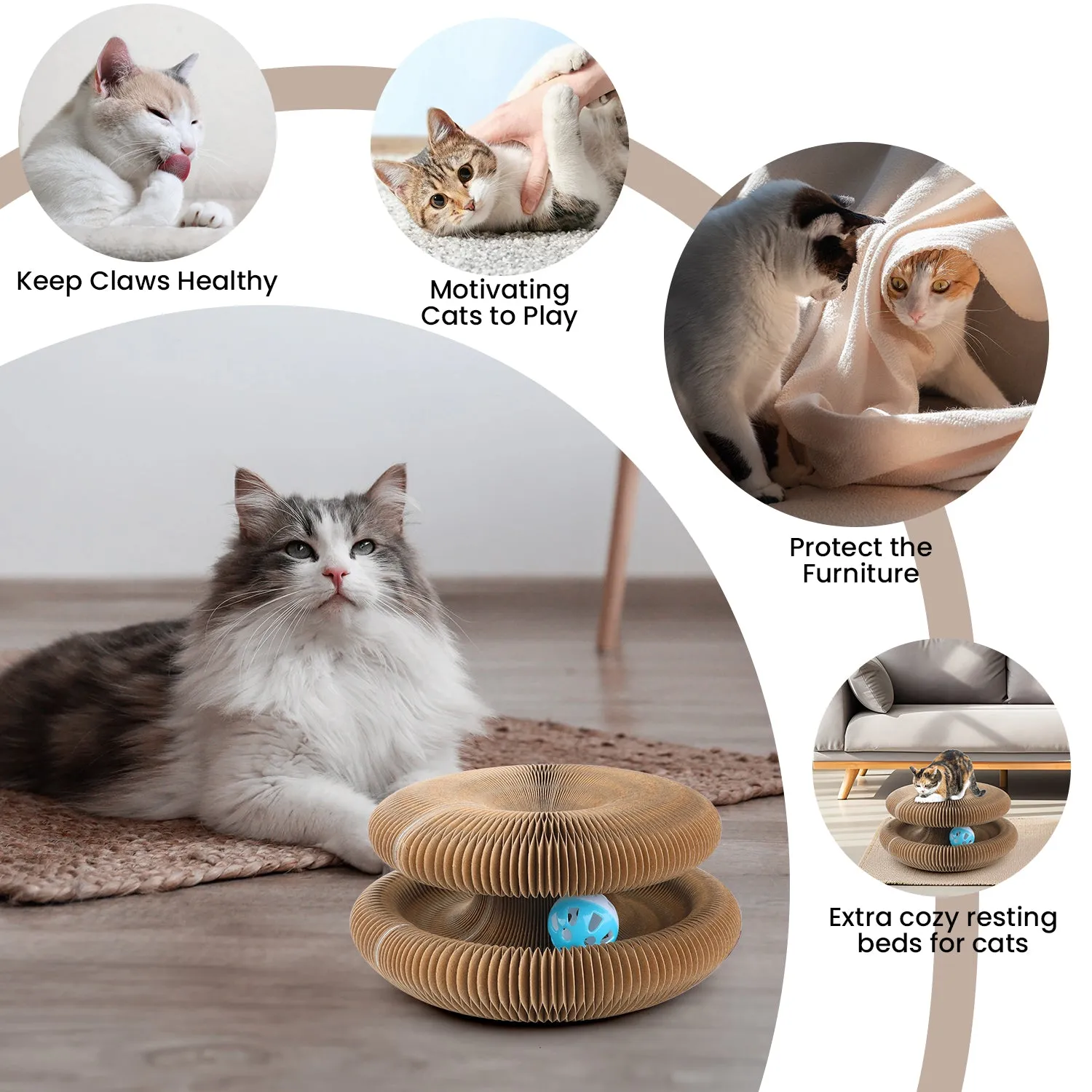 MASBRILL Magic Organ Cat Scratching Board ,Corrugated Scratcher For Kitten Adult Cat ,Cardboard Scratcher Interactive Mental Physical Exercise Cats Toy