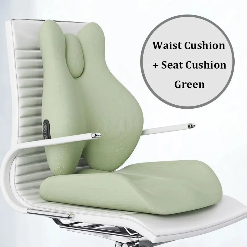 Memory Foam Electric Massage Chair Cushion Set – Hot Compress for Waist Pain Relief in Car, Office, or Home