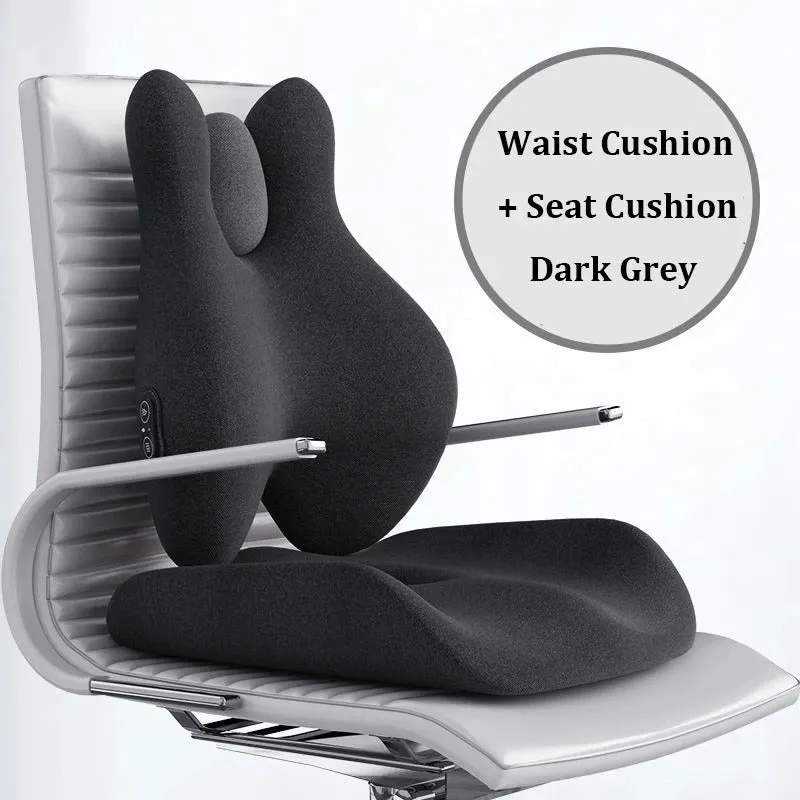 Memory Foam Electric Massage Chair Cushion Set – Hot Compress for Waist Pain Relief in Car, Office, or Home