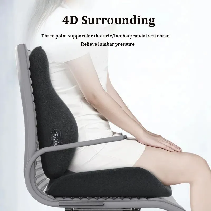 Memory Foam Electric Massage Chair Cushion Set – Hot Compress for Waist Pain Relief in Car, Office, or Home