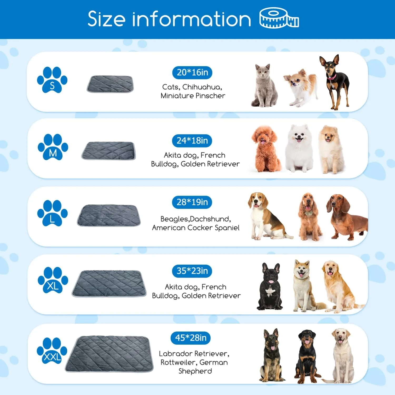 Nobleza Self Warming Pet Mat, Extra Warm Thermal Dog Crate Pad for Indoor Outdoor Pets, Washable Anti-Slip Kennel Mat for Medium Small Dogs and Cats, 20"  16" Grey