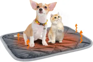 Nobleza Self Warming Pet Mat, Extra Warm Thermal Dog Crate Pad for Indoor Outdoor Pets, Washable Anti-Slip Kennel Mat for Medium Small Dogs and Cats, 20"  16" Grey
