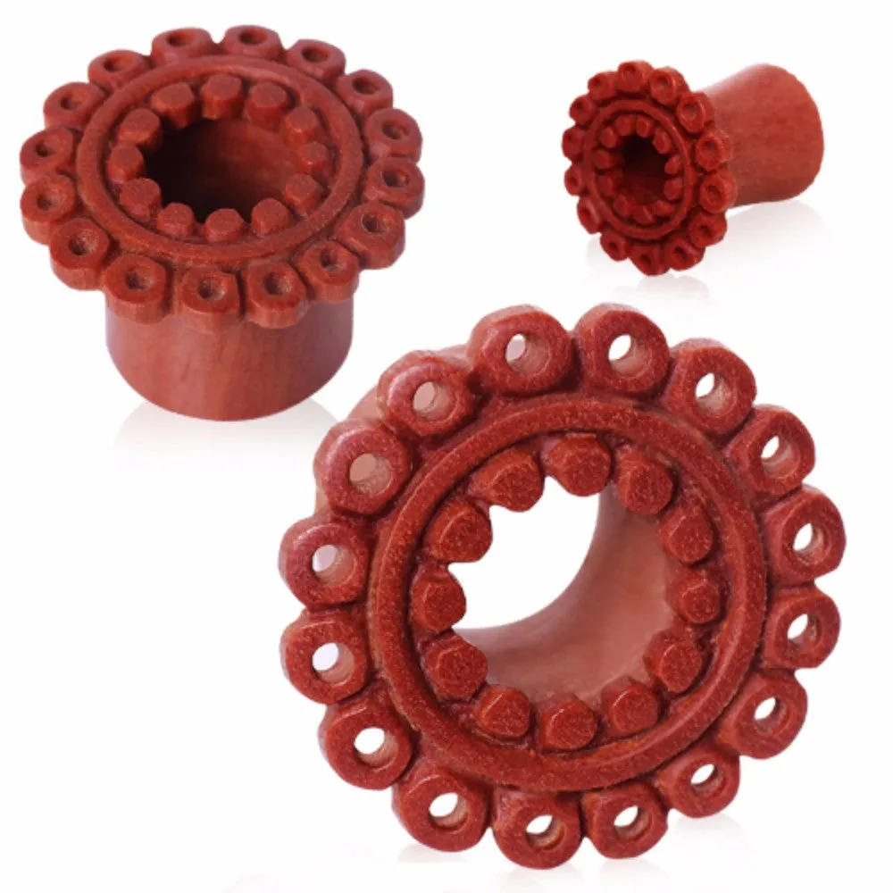 Organic Sawo Wood Ornamental Eyelet Flesh Tunnels
