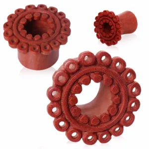Organic Sawo Wood Ornamental Eyelet Flesh Tunnels