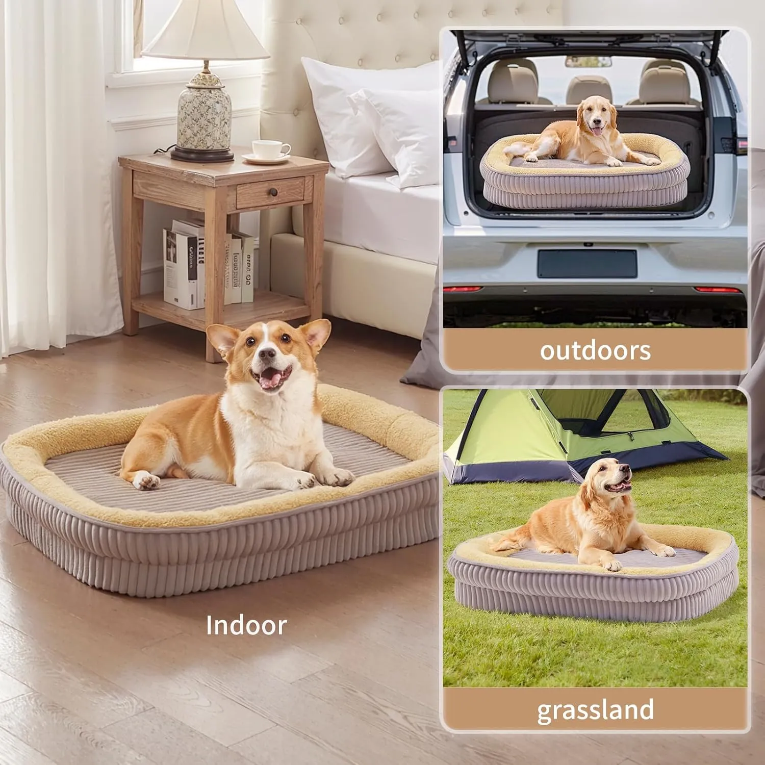 Orthopedic Dog Bed for Small Dogs Breeds, High Density Egg Crate Foam Dog Sofa Beds,Oval Kennel Bed, Pet Couch Bed with Four Sided Bolster, Removable Washable Cover& Non-Slip Bottom
