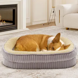 Orthopedic Dog Bed for Small Dogs Breeds, High Density Egg Crate Foam Dog Sofa Beds,Oval Kennel Bed, Pet Couch Bed with Four Sided Bolster, Removable Washable Cover& Non-Slip Bottom