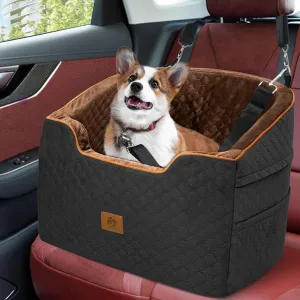 OTOB Dog Car Seats for Small Dogs, Detachable Memory Foam Dog Car Seat Medium Sized Dog Under 37 Lbs with Seat Safety Belt, Washable Elevated Pet Carseat Puppy Travel Bed for Front & Back Seats