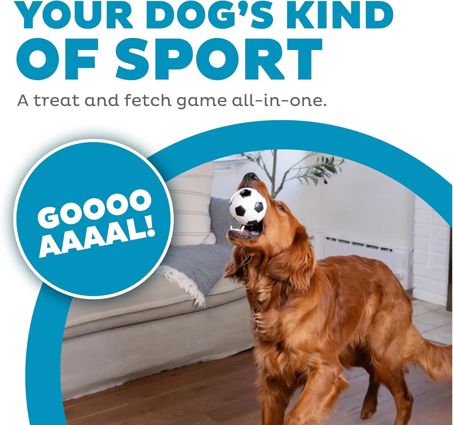 Outward Hound by Planet Dog Sport Ballz Soccer Ball Durable Treat-Dispensing Fetch Ball Dog Toy