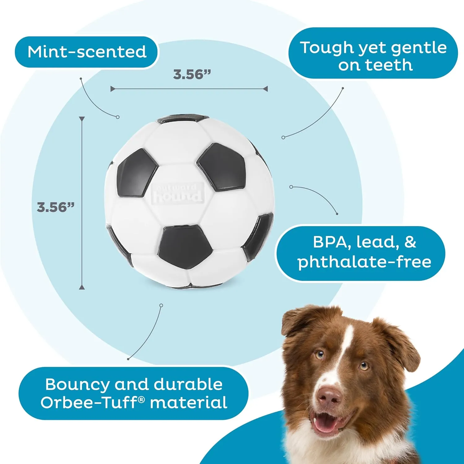 Outward Hound by Planet Dog Sport Ballz Soccer Ball Durable Treat-Dispensing Fetch Ball Dog Toy