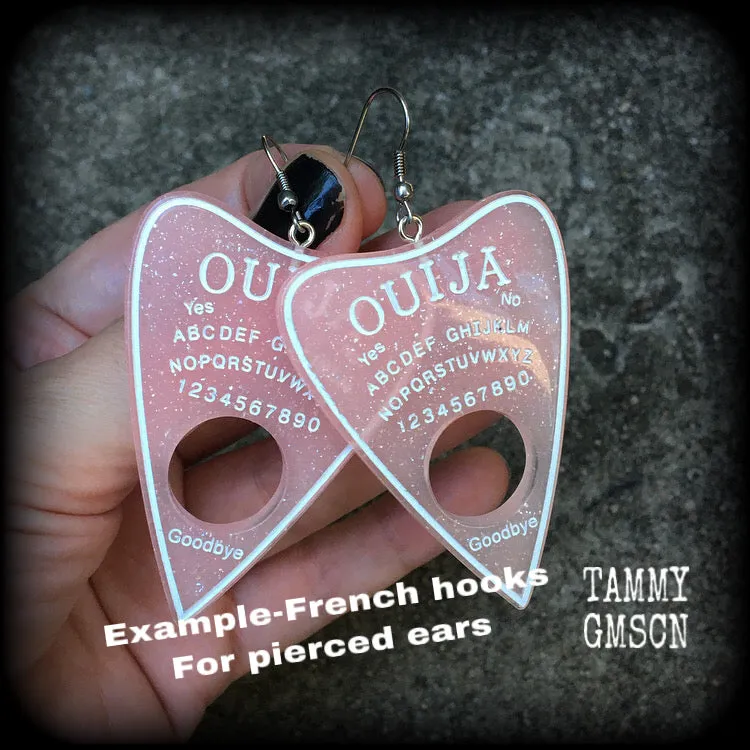 Pastel goth ouija planchette earrings