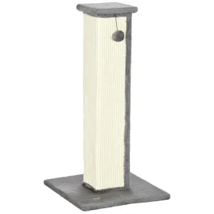 PawHut 81cm Cat Scratching Post w/ Sisal Rope, Hanging Ball, Soft Plush - Grey
