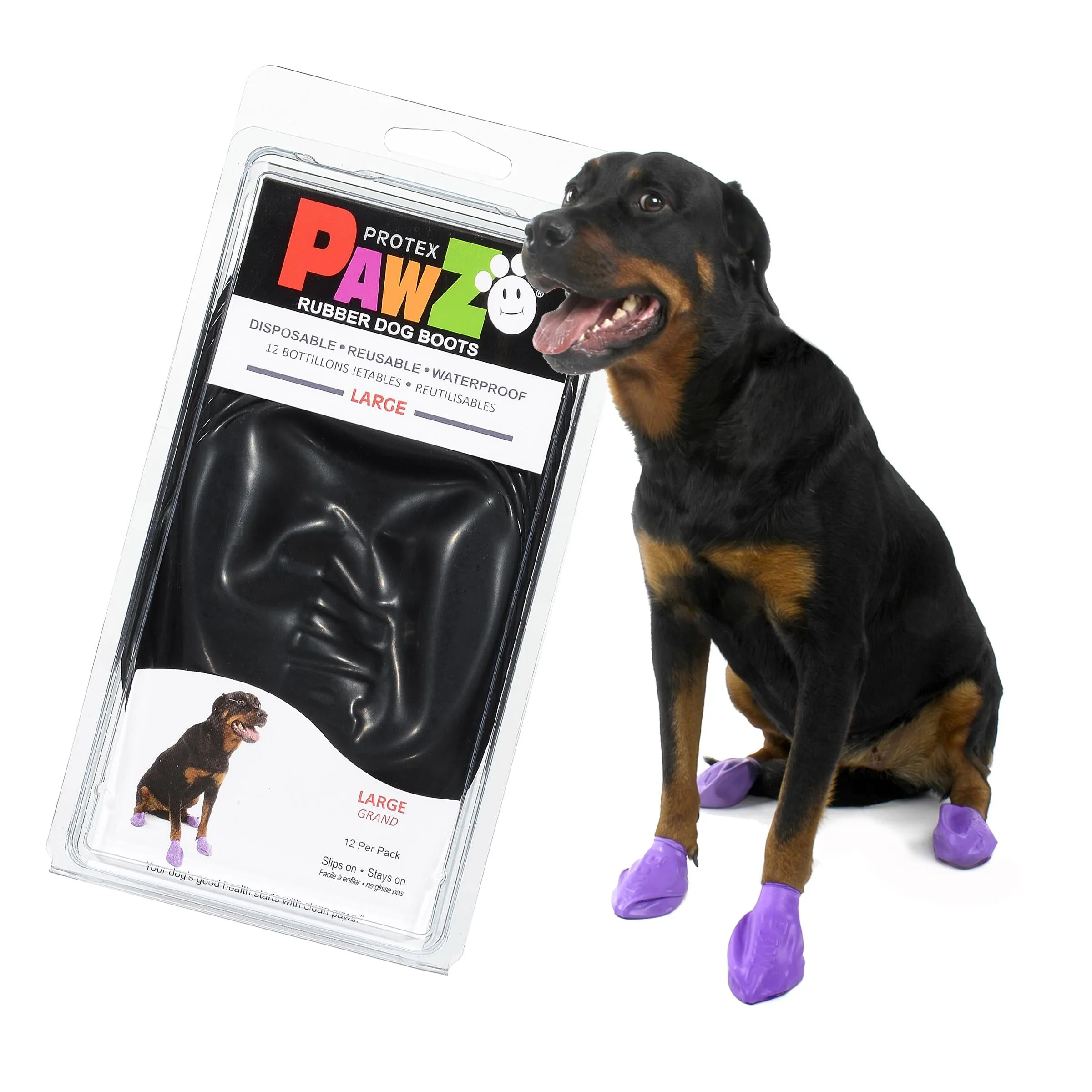 Pawz Waterproof Disposable and Reusable Rubberized Dog Boots - Black - Small - 12 Pack