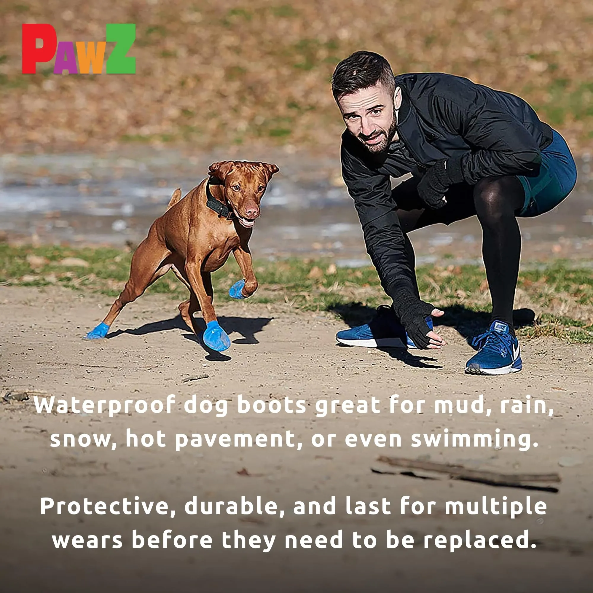 Pawz Waterproof Disposable and Reusable Rubberized Dog Boots - Black - XX-Small - 12 Pack