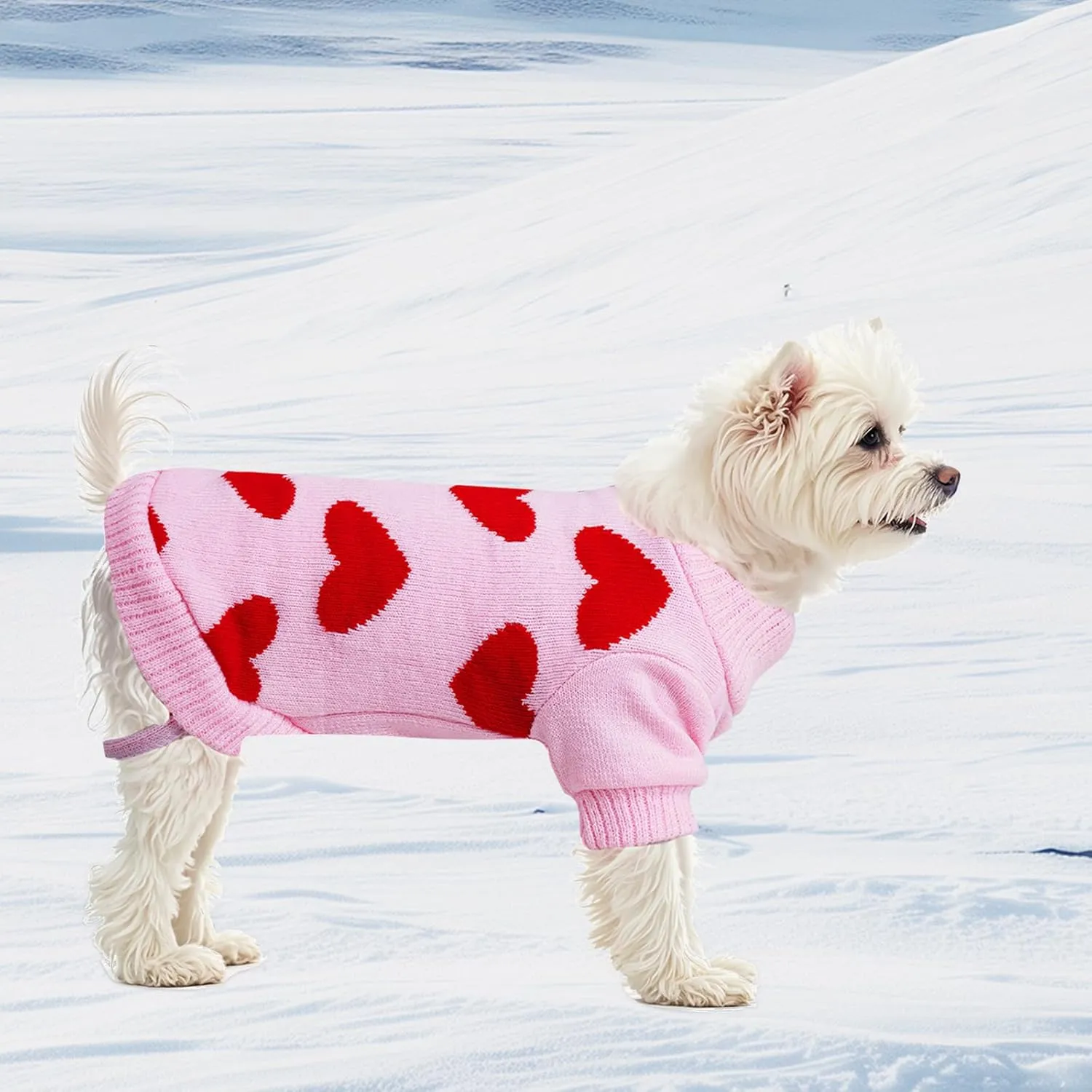 Pet Sweater Dog Heart Sweater Cute Puppy Cat Knitted Sweater Warm Winter Apparel Dog Holiday Clothes for Small Dogs Cats(S)