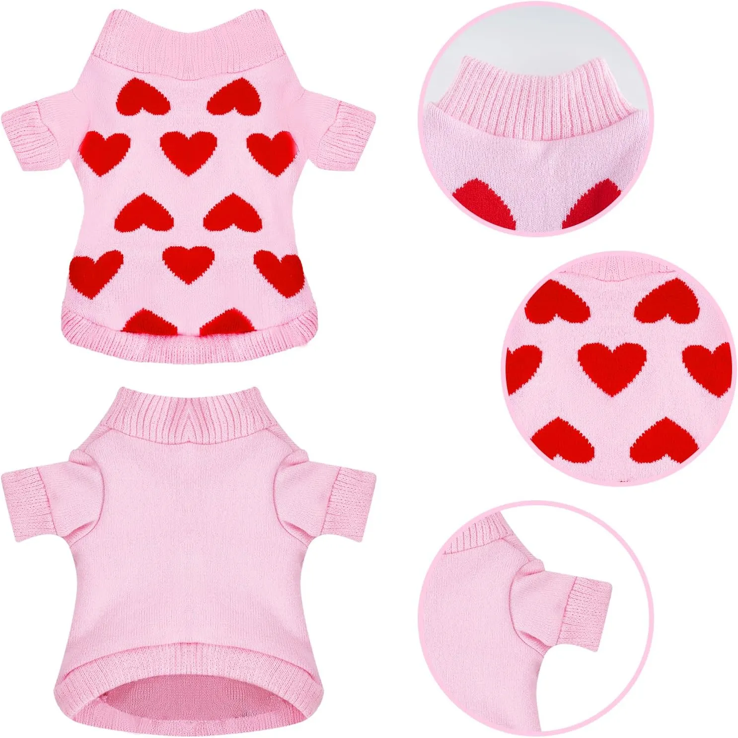 Pet Sweater Dog Heart Sweater Cute Puppy Cat Knitted Sweater Warm Winter Apparel Dog Holiday Clothes for Small Dogs Cats(S)