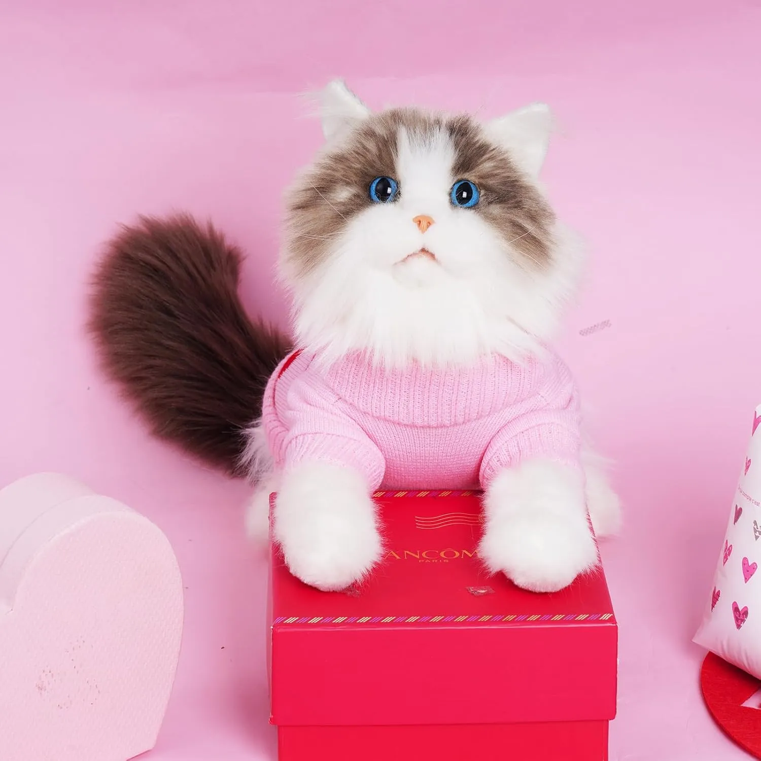 Pet Sweater Dog Heart Sweater Cute Puppy Cat Knitted Sweater Warm Winter Apparel Dog Holiday Clothes for Small Dogs Cats(S)