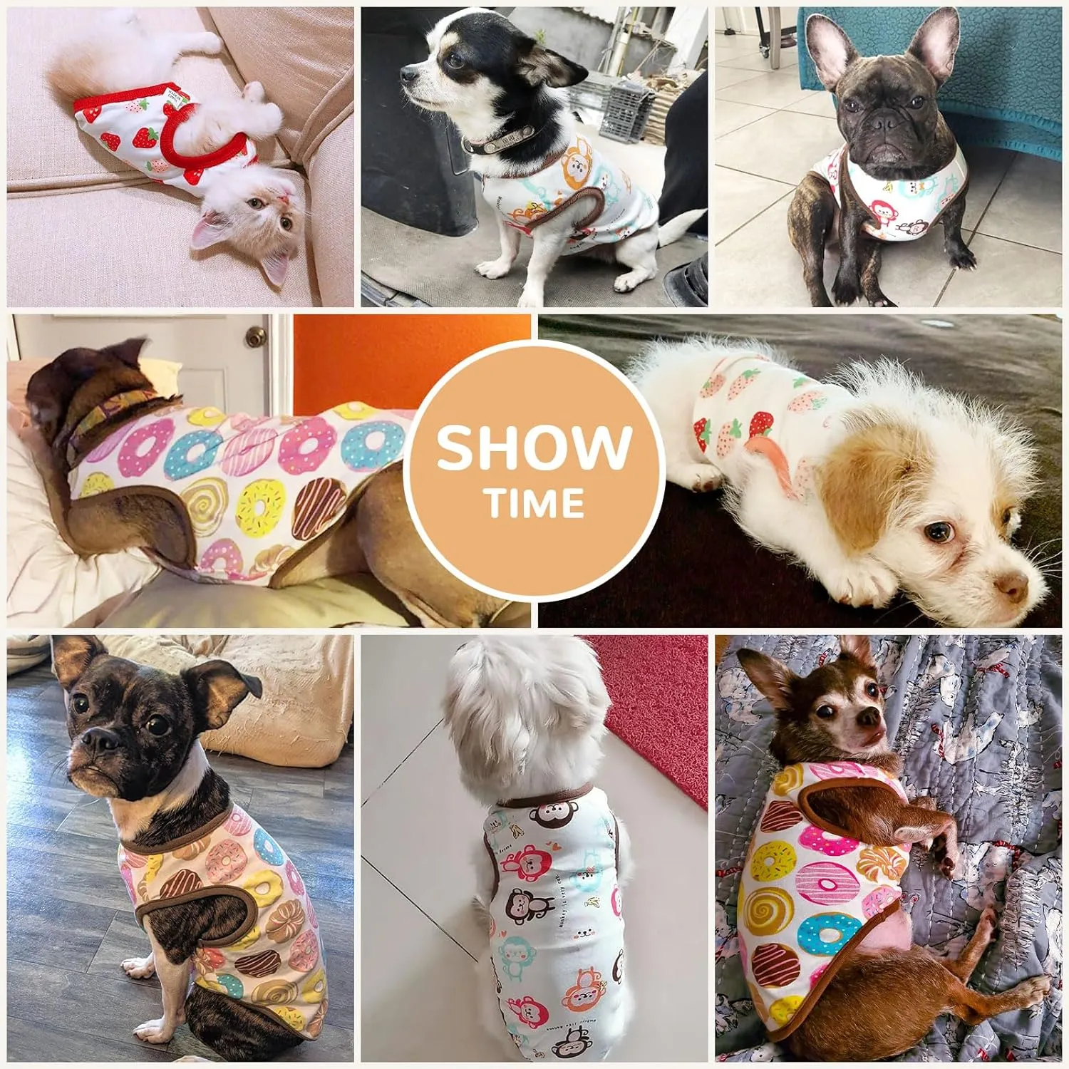 PETCARE 3 Pack Premium 95% Cotton Small Dog Shirts Clothes - Soft Cute Puppy Outfits - Comfort Fashion Dog Shirt Vest for Small Dogs Cats Shih Tzu Doggy Kitten Chihuahua Yorkie Clothes Pajamas