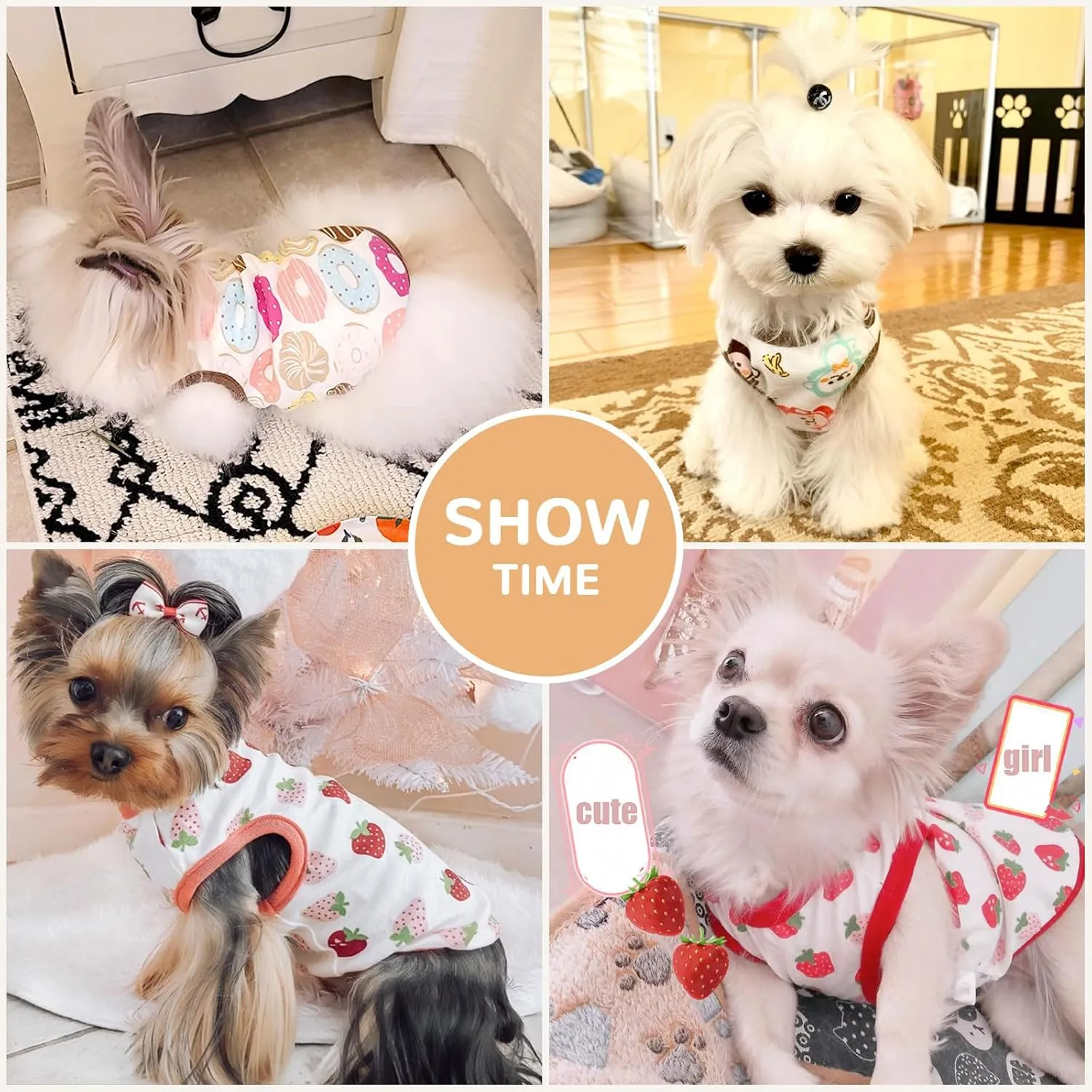 PETCARE 3 Pack Premium 95% Cotton Small Dog Shirts Clothes - Soft Cute Puppy Outfits - Comfort Fashion Dog Shirt Vest for Small Dogs Cats Shih Tzu Doggy Kitten Chihuahua Yorkie Clothes Pajamas