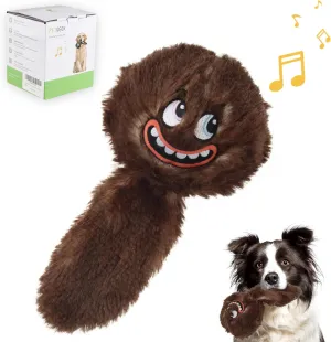 PETGEEK Interactive Dog Toys Ball - Rechargeable, Squeaky Plush Crazy Bouncer Dog Ball with Wiggles & Vibrations, Durable Moving Vibrating Dog Toy for Small, Medium, Large Dogs (6 Inches, Brown)