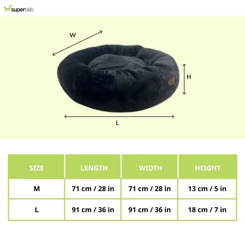 Petter World Anxiety Relieving Donut Bed for Dogs and Cats (Charcoal)