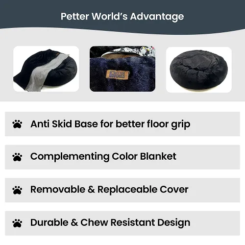Petter World Anxiety Relieving Donut Bed for Dogs and Cats (Charcoal)
