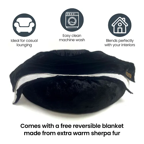 Petter World Anxiety Relieving Donut Bed for Dogs and Cats (Charcoal)