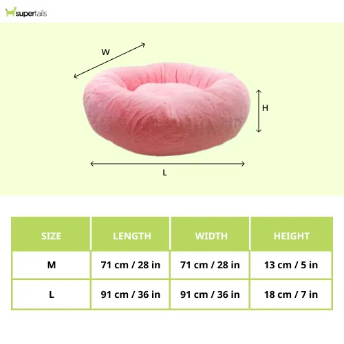Petter World Anxiety Relieving Donut Bed for Dogs and Cats (Pink)
