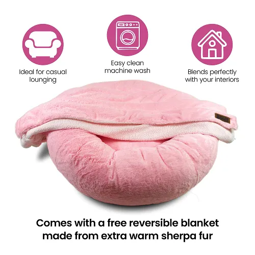 Petter World Anxiety Relieving Donut Bed for Dogs and Cats (Pink)