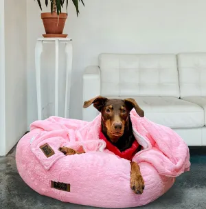 Petter World Anxiety Relieving Donut Bed for Dogs and Cats (Pink)